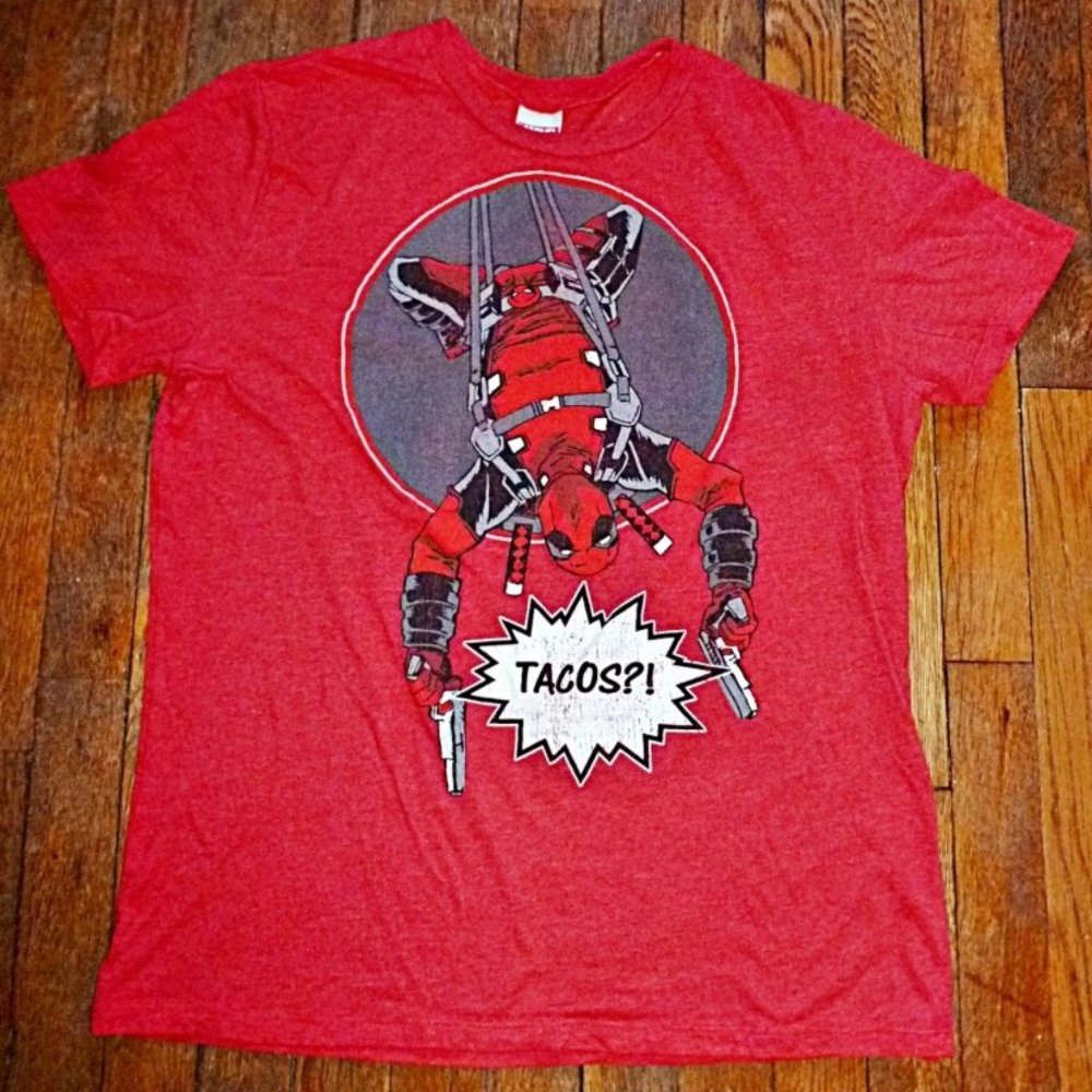 Men's Marvel Deadpool Tacos Red Tee